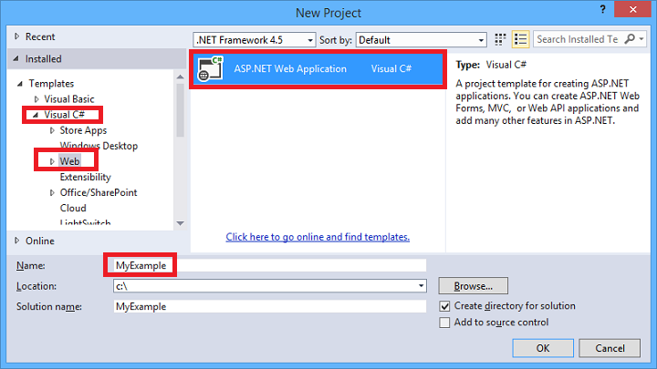 New Project dialog box